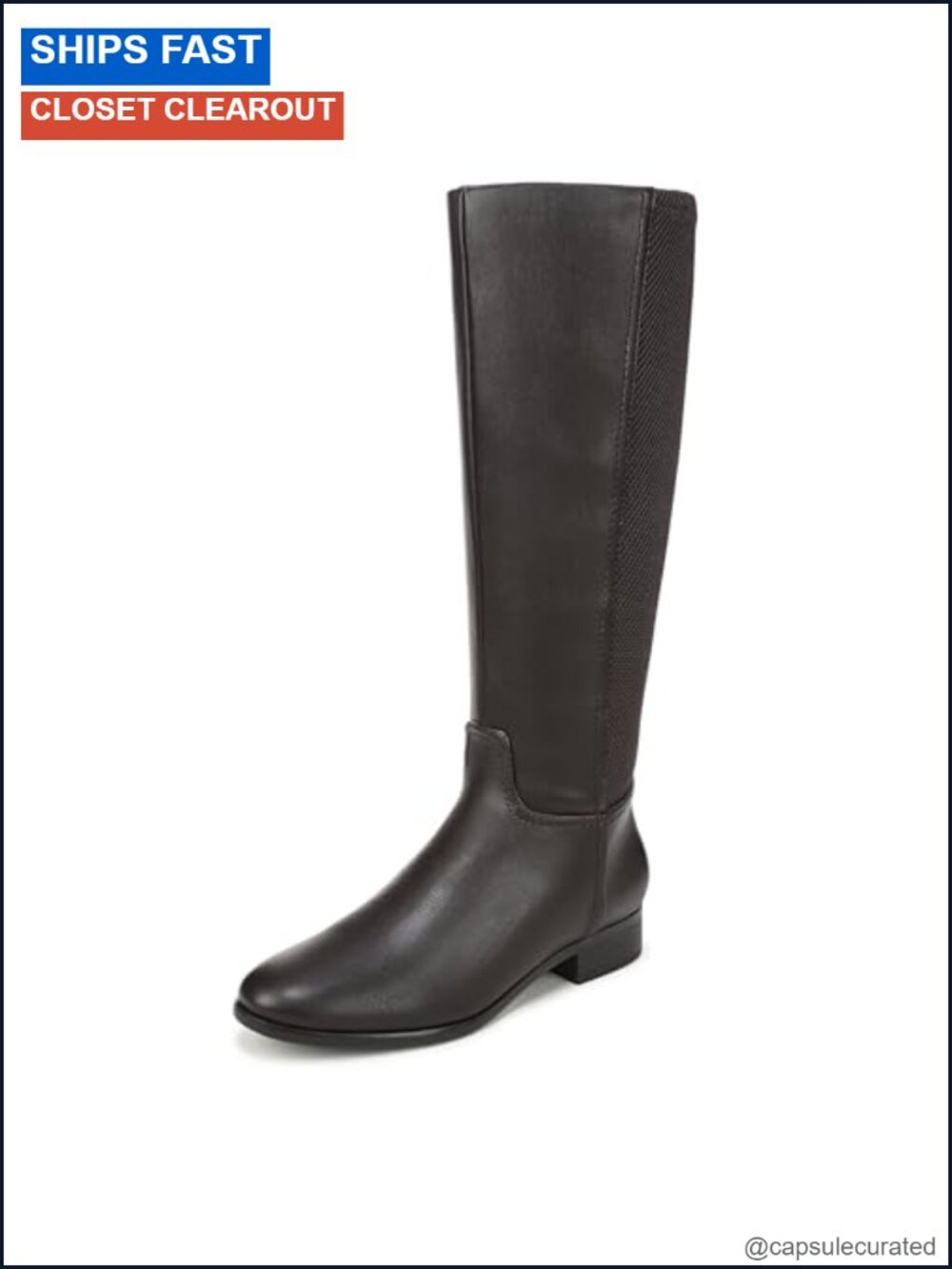 LifeStride Sarah Zip Tall Boots PU Knit Knee-High Comfort Boots